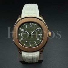 Custom Made PP Style Watch NH35 Automatic Movement Aquanaut GN Dial RG Bezel WHT