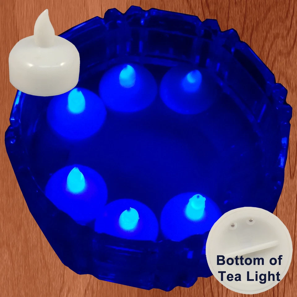 NUEVO 36 Vela de luz de té floral flotante LED azul para decoración de centro de mesa de boda Foto 2 de 4