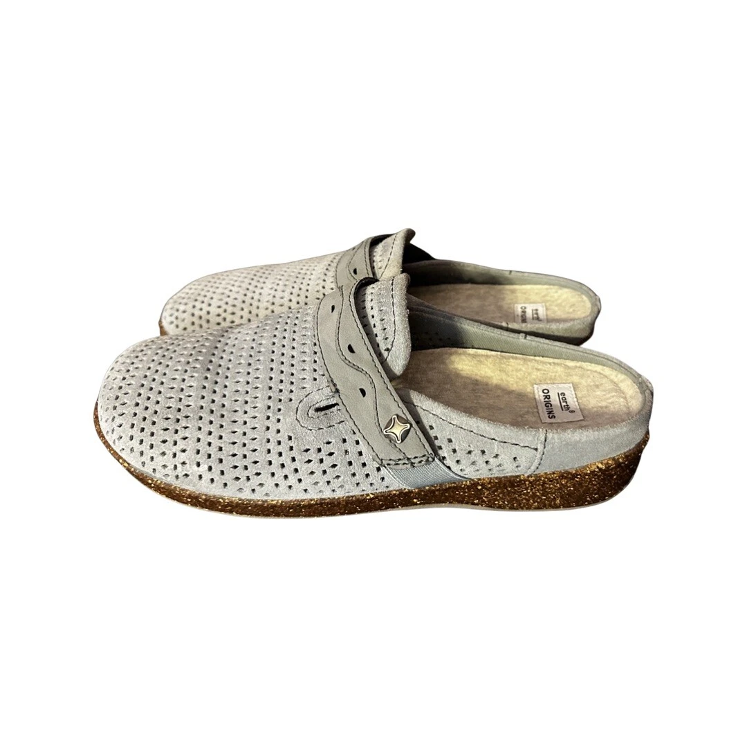 Earth Origins Sz 10W Slide Aurora Jessica Pearl Blue Perforated