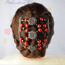 Wood Beads Double Hair Comb Clip Stretchy Women Hair Accessories Gift