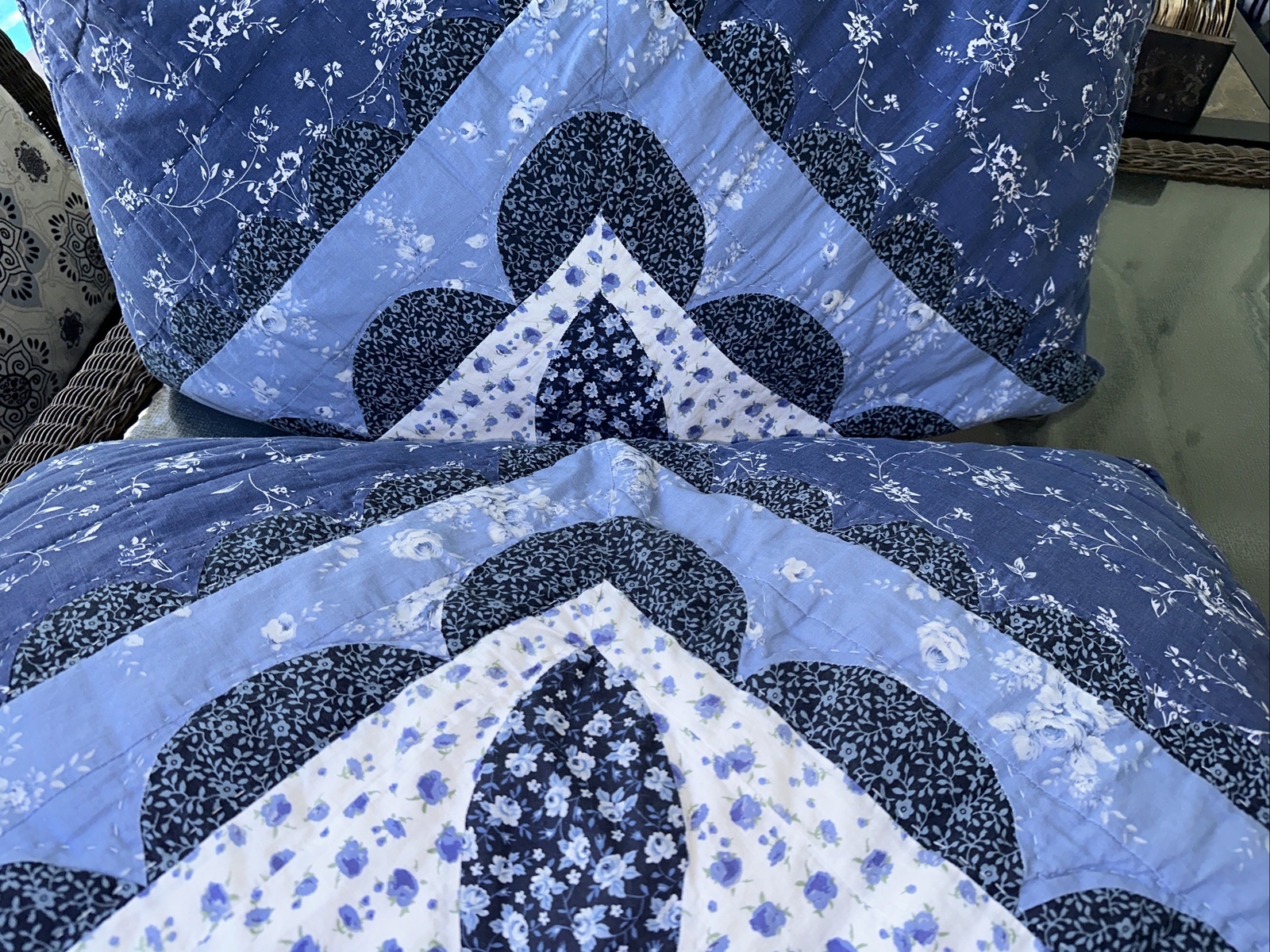 pair of king size quilted pillow shams Blues eBay