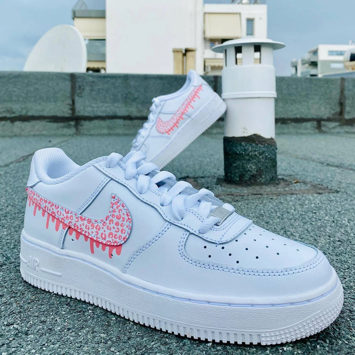 Pink LV Swoosh Inspired - Custom Air Force 1 - Hand Painted AF1