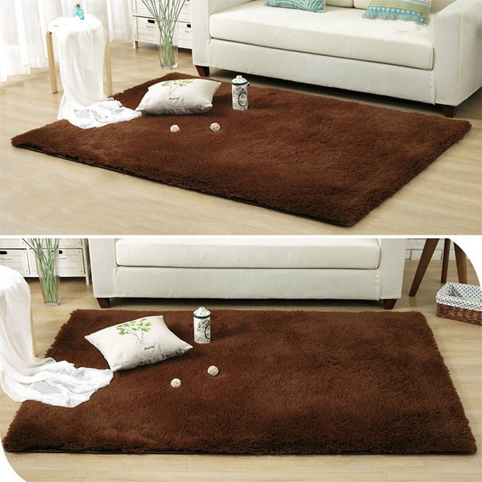 SOFT PLAIN SHAGGY MATS WASHABLE NON SLIP LARGE SMALL BEDROOM RUGS COMFY ...
