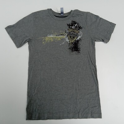 Budda Amplifier Logo T-Shirt Heather Gray Short Sleeve Multi-Color Graphic Tee