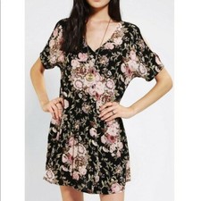 Urban Outfitters Staring At Stars Floral Cold Shoulder Gauze Mini Dress Size XS