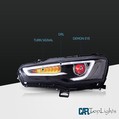 Faros LED VLAND de doble haz para 2008-2017 Mitsubishi Lancer Evo X Demon Eye - Imagen 3 de 11