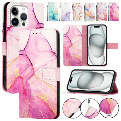 Flip Leder Etui Wallet Abdeckung For iPhone 16e 15 14 13 12 11 Pro Max XR 8 Plus