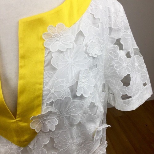 Trina Turk White Floral Lace 100% Cotton Shift Mini Dress Size 10 MSRP $378 - Picture 6 of 12