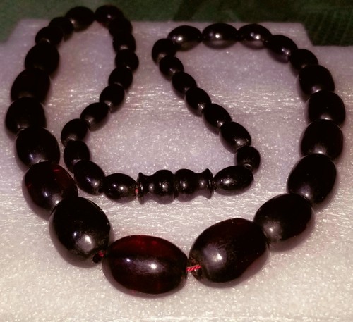 COLLANA IN AMBRA BALTICA ROSSO SCURO CHIUSURA A BARILOTTO JUGENDSTIL ANNI '20 - Foto 3 di 15