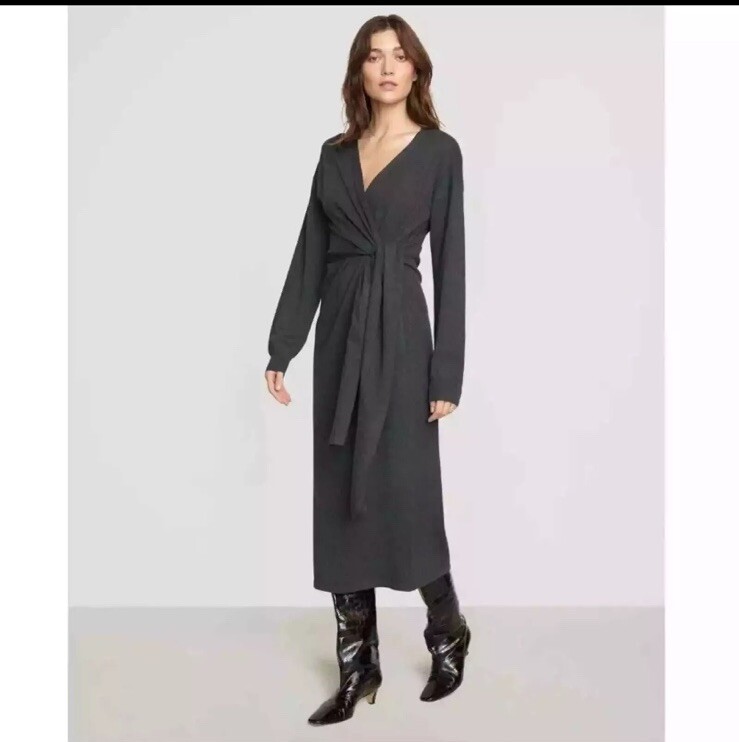 modern citizen sweater dress Modern Citizen XL Tan Lenese Midi Sweater Dress Tie Waist Long Sleeve