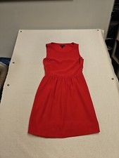 J.CREW J CREW CORAL RED POPPY CAMILLE SLEEVELESS CREPE DRESS SIZE 2 SIDE ZIP
