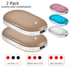 1-2PCS Rechargeable Hand Warmers USB Power Bank Electric Pocket Heater Warmer