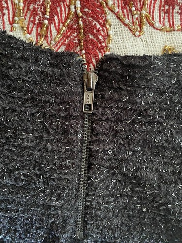 Deletta Anthropologie Top Womens Sz Small Shimmer Sequin Tweed Feather - Picture 10 of 15