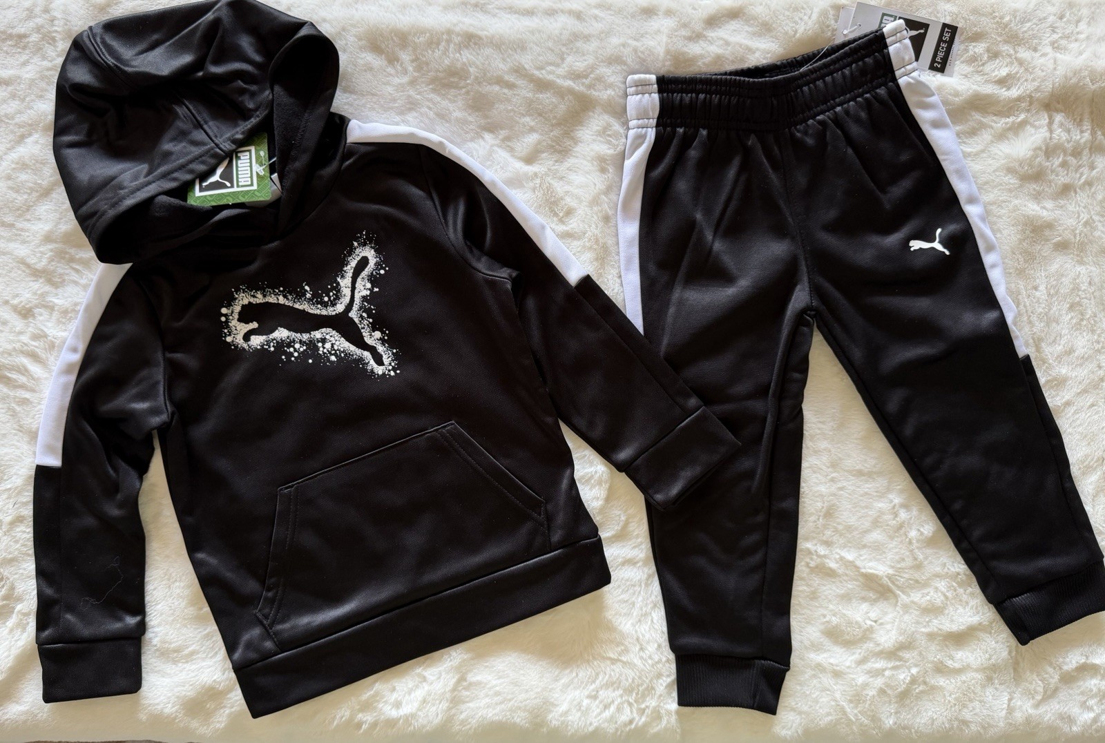 PUMA ATHLETICWEAR Toddler Boy's Fleece Hoodie &  Joggers Outfit, 2-Piece Set thumbnail 2