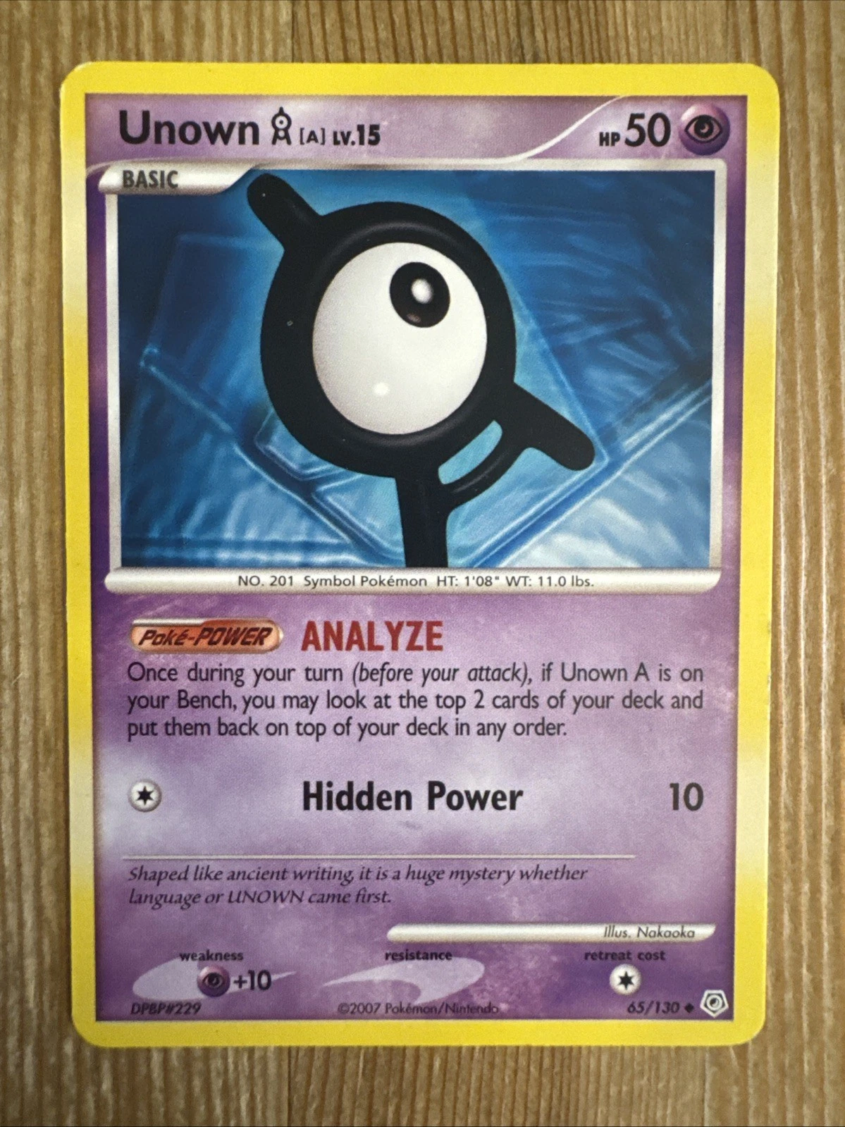 Pokémon TCG Unown A Diamond & Pearl 65/130 Regular Uncommon LP