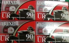 Lot Of 4 Maxell UR 90 Normal Bias Cassette Tapes Sealed Blank Vintage NOS 90 Min