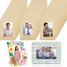 24 Pieces Wooden Picture Frames for Craft 4 x 6 Inch Photos Christmas Wood Un...