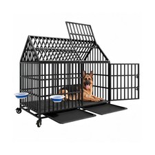 50 Inch Heavy Duty Dog Crate for Large Giant Dogs with 2 Bowls