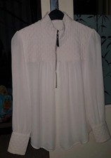 Elegante Damen Schlupfbluse weiß mit edlem S...