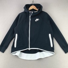 Nike Sportswear Tech Fleece Full Zip Hoodie Womens L Black White Athletic Jacket