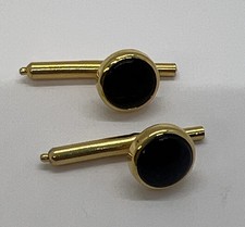 Vintage Gold Tone 2 Tux Dress Studs Buttons Round Deep Dark Color  Pre-owned 
