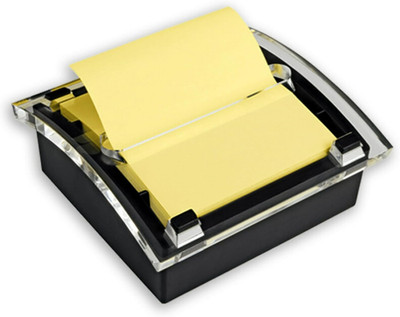 Post-It Note Dispenser, Sticky Note Holder, Black Base, Clear Top, Includes 50 S