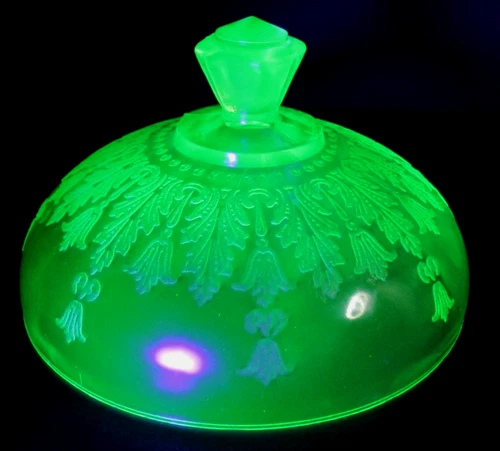 Hocking Princess Green Uranium Depression Glass Butter Dish LID ONLY Excellent