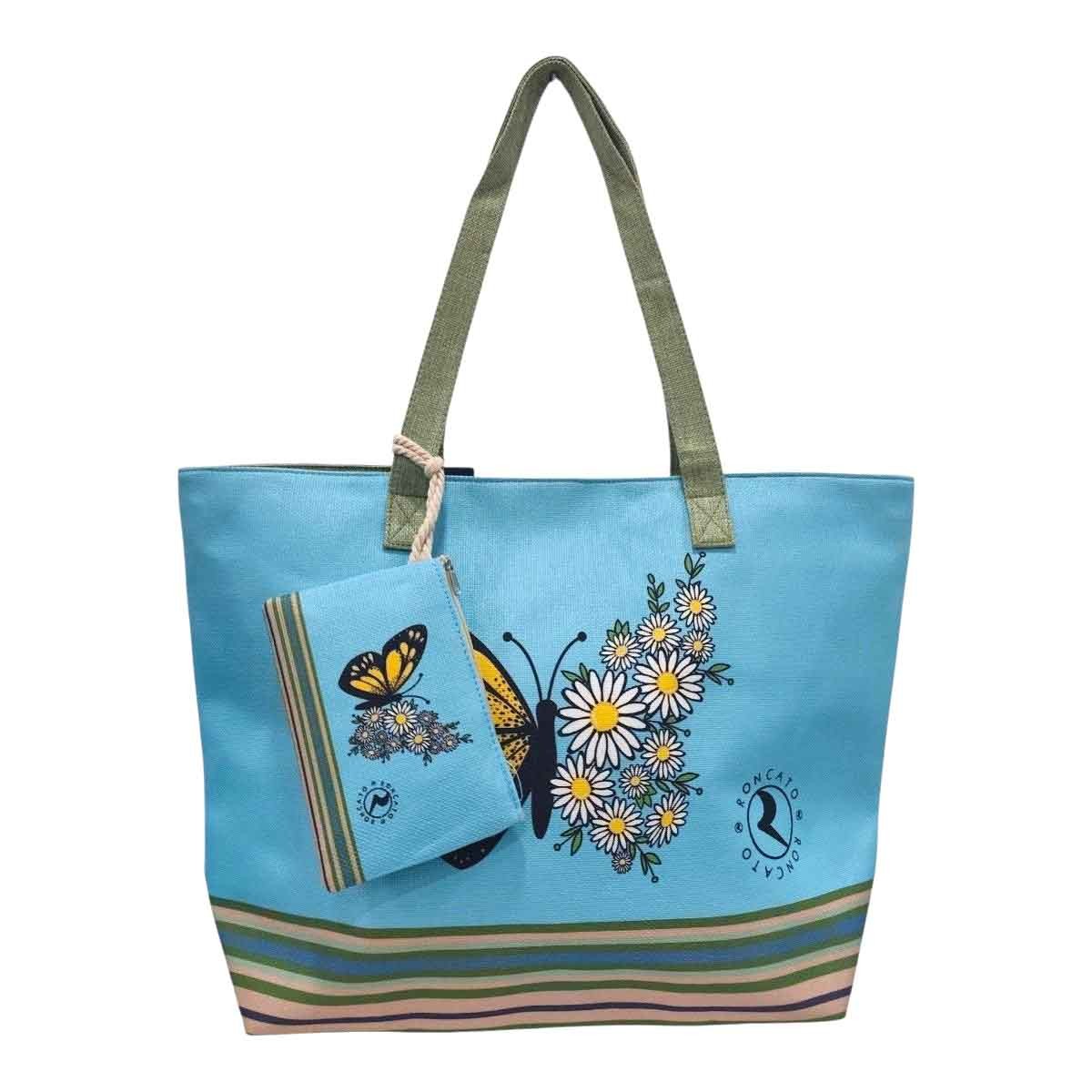 Borsa Mare + Pochette Portamonete R Roncato Spiaggia Barca Piscina Lago Shopping