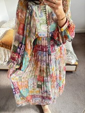 ZIMMERMANN- 1 (AU 10/US 6)-COSMIC GATHERED PRINTED FLORAL GEORGETTE MIDI DRESS