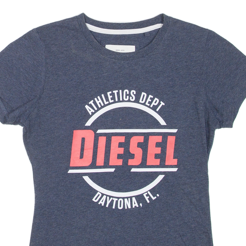 DIESEL Womens T-Shirt Blue Crew Neck S - Picture 2 of 6