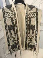 Vintage Alpaca Wool Unisex Boho Sleeveless Vest One Size Hand Woven