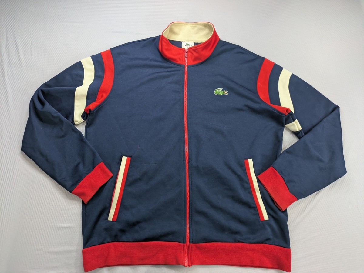 Vintage Men's Lacoste Sport Full Zip Track Jacket Sz 7 2XL Navy