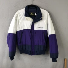 Vintage K Products Safe-Guard Jacket Mens Small Purple White Nylon Puffer 90s