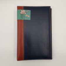 Kleer Vu English Leatherette Photo Album Book Blue Brown Holds 600 4x6 Pictures
