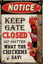 Retro Funny Chicken Tin Sign,Vintage Chicken Coop Notice Metal Poster, Farm Wall