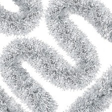 50 Ft Christmas Tree Frost Tip Glitter Tinsel Garland Snowy Metallic Hoilday