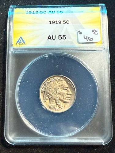 1919 BUFFALO NICKEL ANACS AU 55