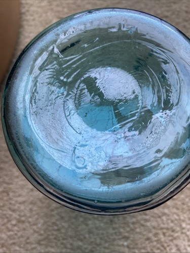 Vintage Blue Ball Mason Jar, 1 Quart, Dropped A, Loop Removed Logo, Zinc Lid - Picture 9 of 9