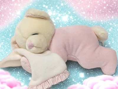 Russ Berrie Sweet Dreams White Bear Blanket Pink Sleeper Plush Baby Lovey Rattle