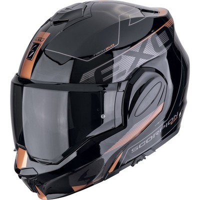 Motorrad Helm XS - Scorpion EXO-Tech Evo Traveller Klapphelm - schwarz-kupfer
