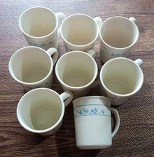 Corelle 9oz Coffee Tea Cups Mugs "First of Spring" Beige, Blue, White, Ivory
