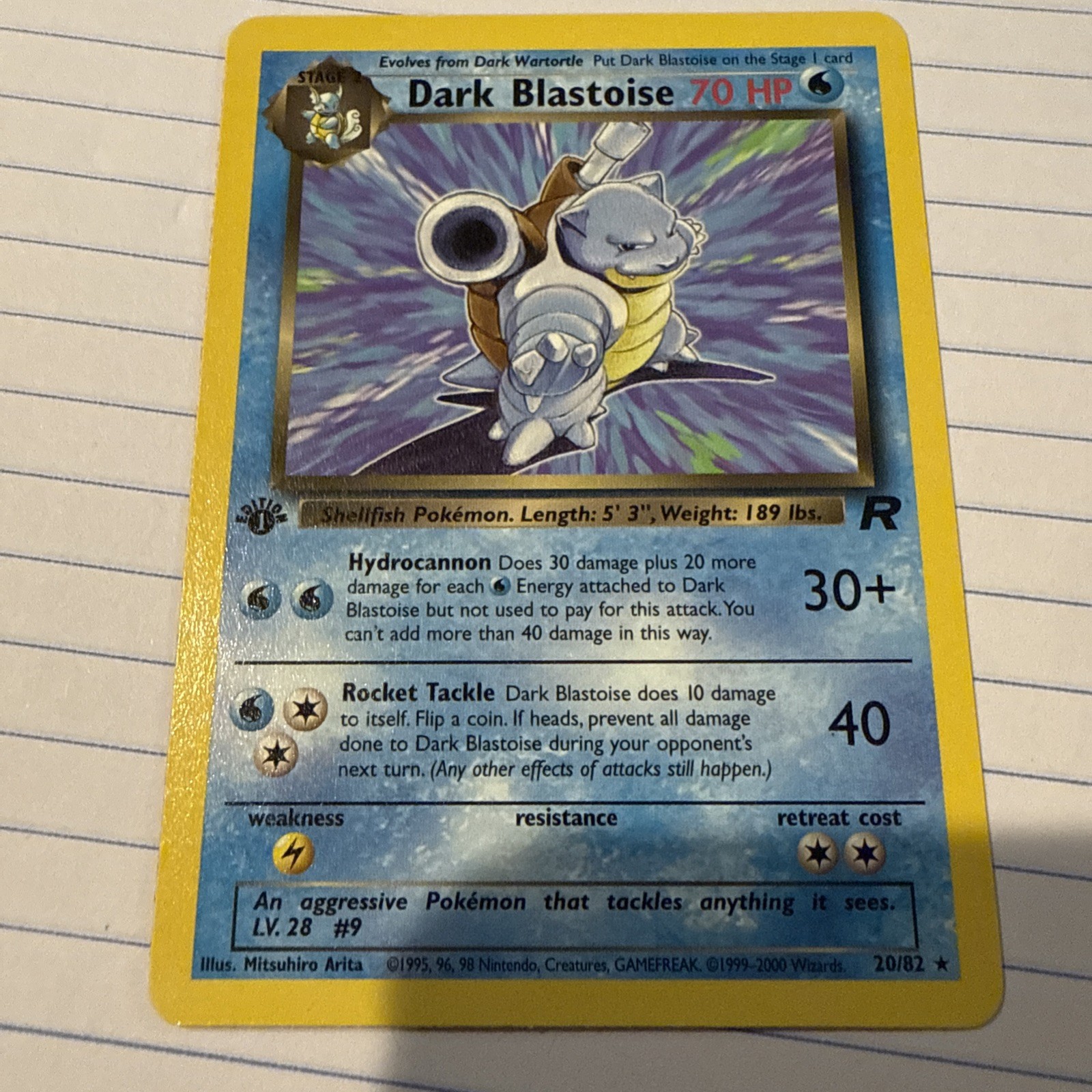 Dark Blastoise 20/82 Team Rocket  1st Edition Near Mint