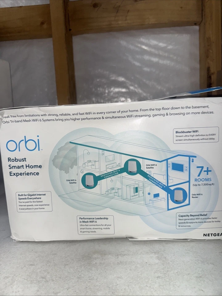 NETGEAR Orbi Whole Home Tri-band Mesh WiFi 6 System (RBK753) Router NOB - Image 3 of 4