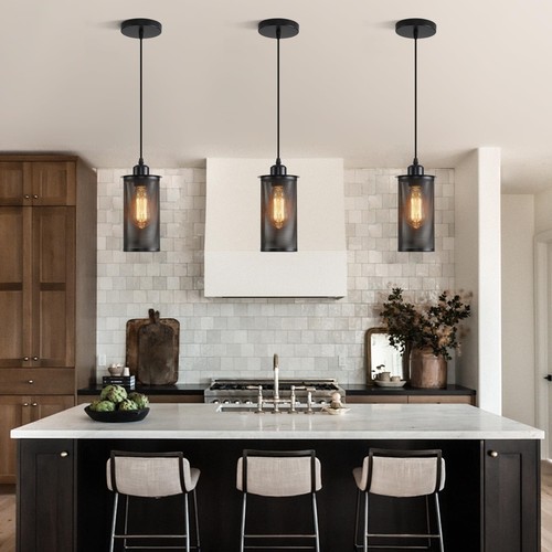 Black Pendant Light Fixtures Modern Hanging Light for Kitchen Island Adjustab... - Picture 6 of 8