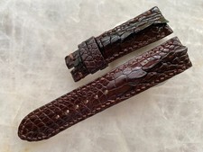 22mm/20mm Brown Alligator Crocodile Print Leather Watch Strap Band