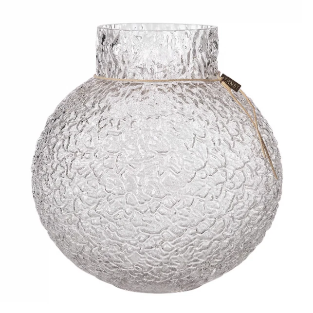 New Ernst Glass Vase Round With Patterned Structure H22 cm