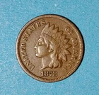 1878 Indian Head Cent Penny - Tough Date - Very Fine Condition - Full Liberty