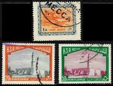 SAUDI-ARABIEN 1963/76: Ölanlage br Rand, Ka’aba; Mi. Nr. 135+594/595° kpl. (Z450