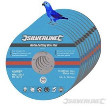 10 x Silverline Metal Cutting Discs Flat, 125 x 3 x 22.2 mm 349754