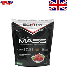 Sci-MX Total MassGainer Protein Powder 875g High Calorie Weight Shake Strawberry 12.57 per kilo